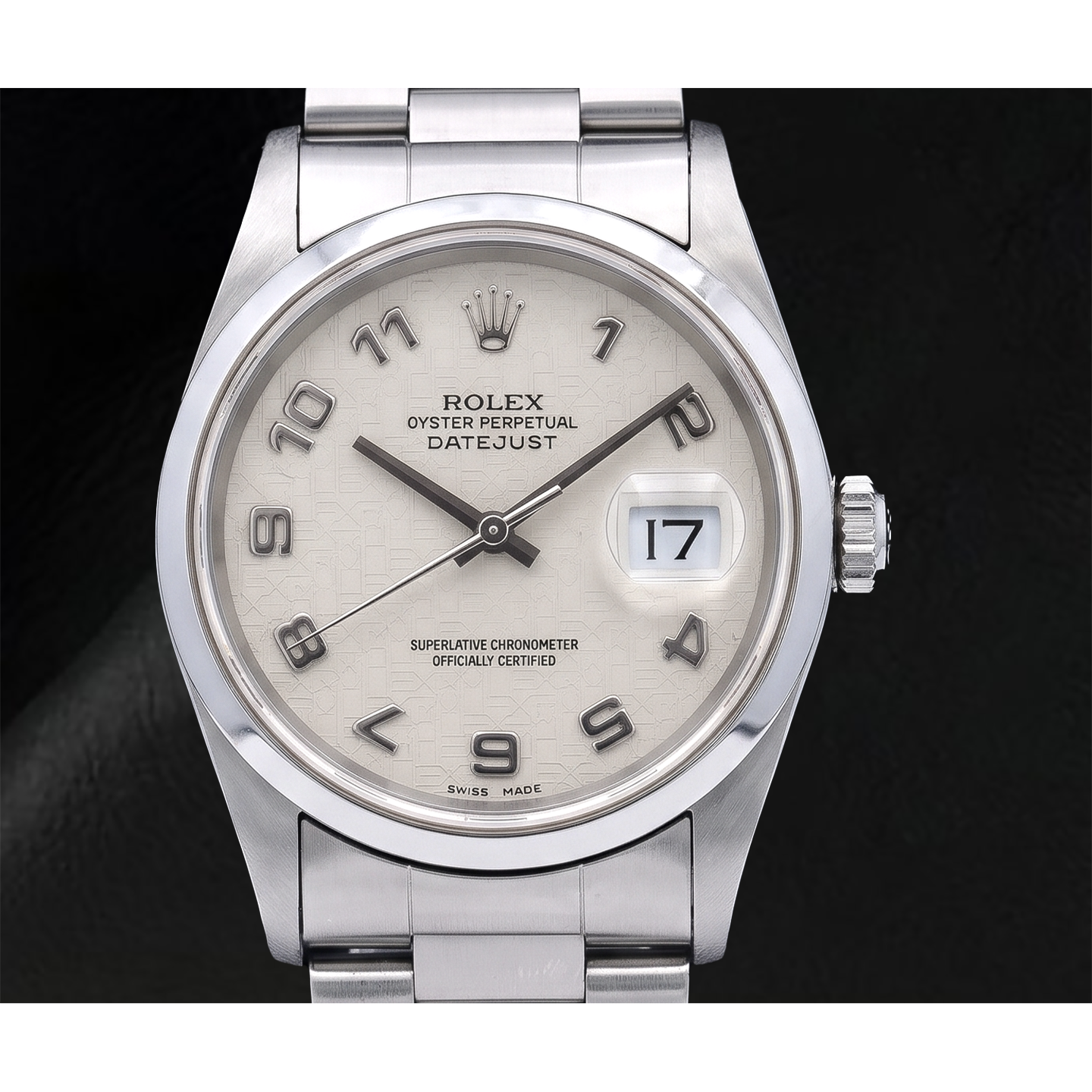 Rolex Datejust 16200 36mm White Arabic Dial Stainless Steel Watch