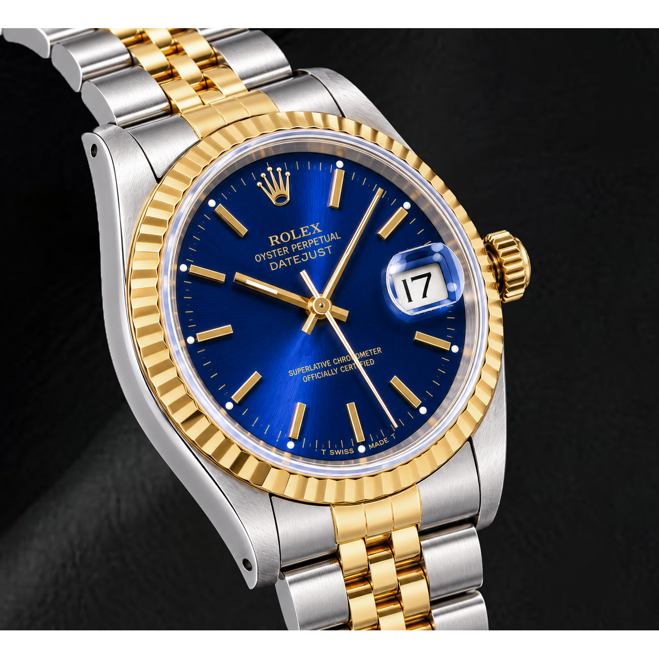 Rolex Datejust 16233 36mm Blue Stick Dial Two Tone Watch