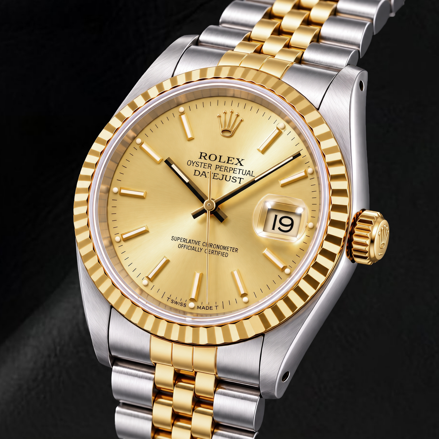 Rolex Datejust 16233 36mm Champagne Stick Dial Two Tone Watch