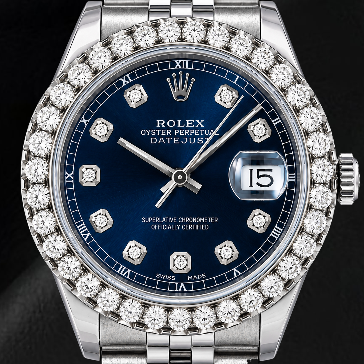 Rolex Datejust 16234 36mm Blue Diamond Dial Stainless Steel Watch