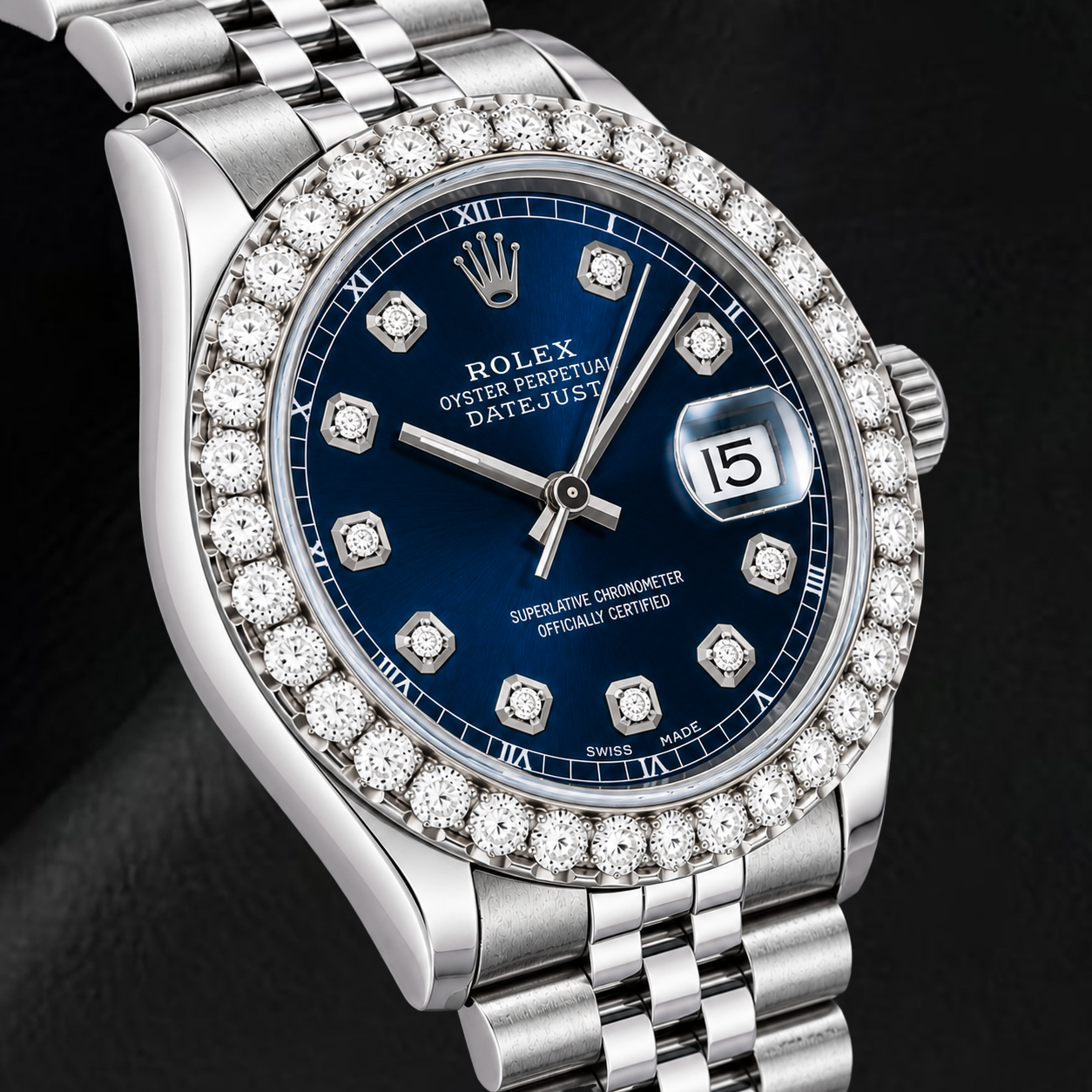 Rolex Datejust 16234 36mm Blue Diamond Dial Stainless Steel Watch