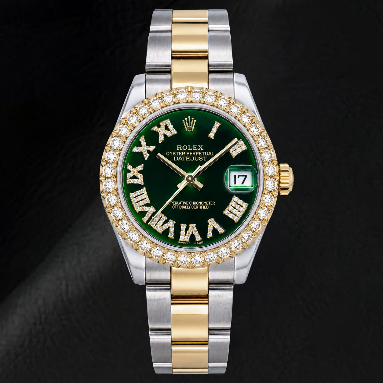 Rolex Datejust 178243 31mm Green Roman Diamond Dial Two Tone Watch