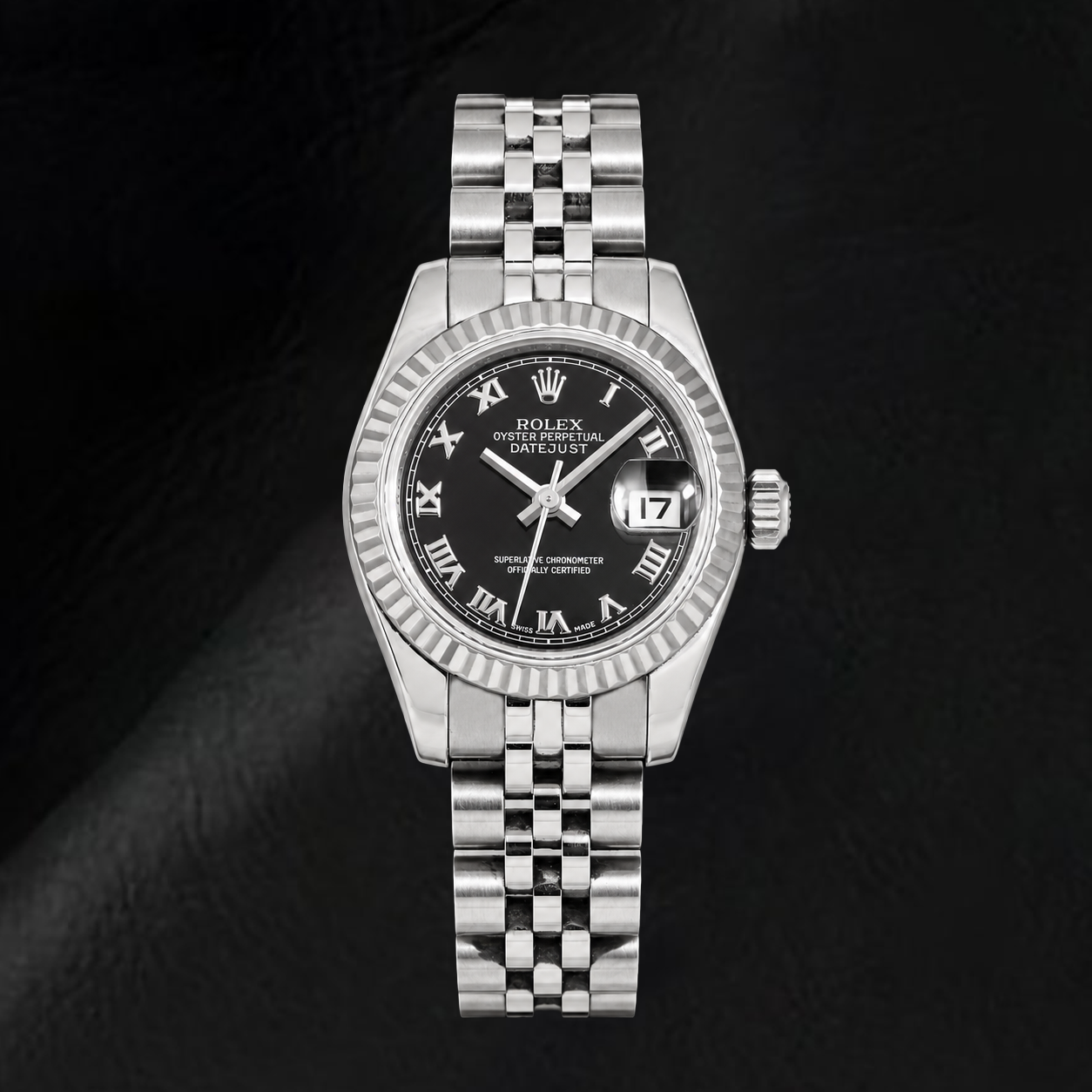 Rolex Datejust 179174 26mm Black Roman Dial Stainless Steel Watch