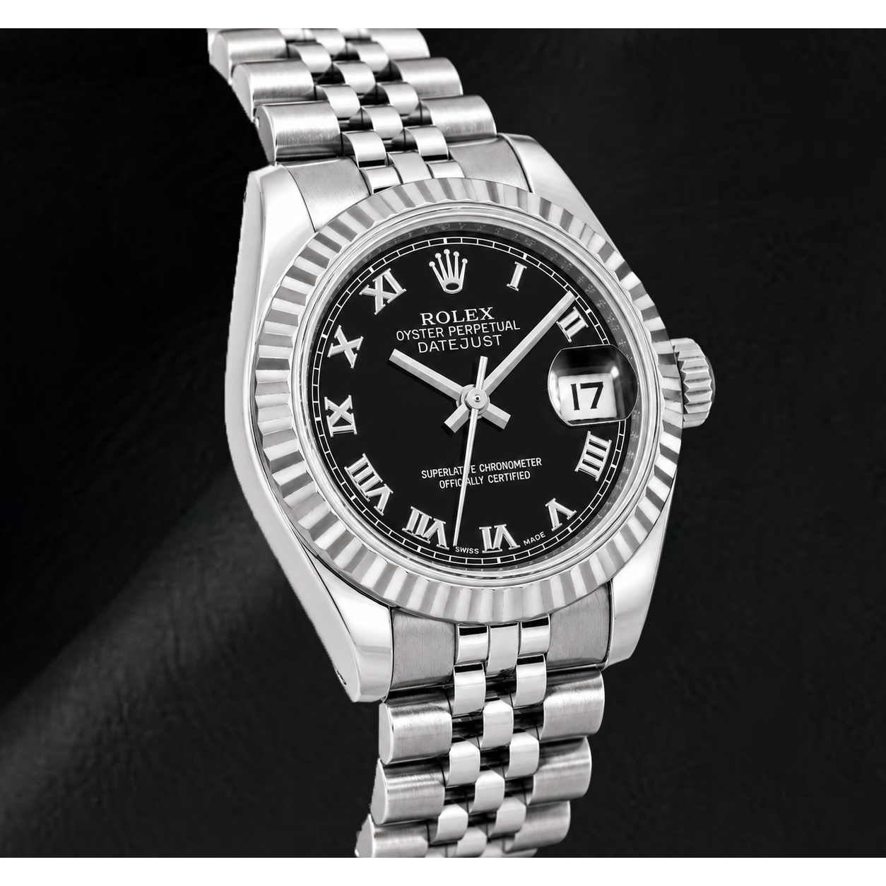 Rolex Datejust 179174 26mm Black Roman Dial Stainless Steel Watch