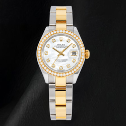 Rolex Datejust 279383RBR 28mm White Mother Of Pearl Diamond Dial Two Tone Watch