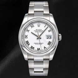 Rolex Datejust 36mm 116200 White Roman Dial Smooth Bezel Watch