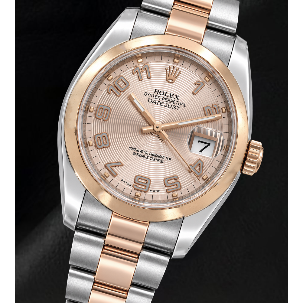 Rolex Datejust 36mm 116201 Pink Concentric Arabic Dial Two Tone Watch