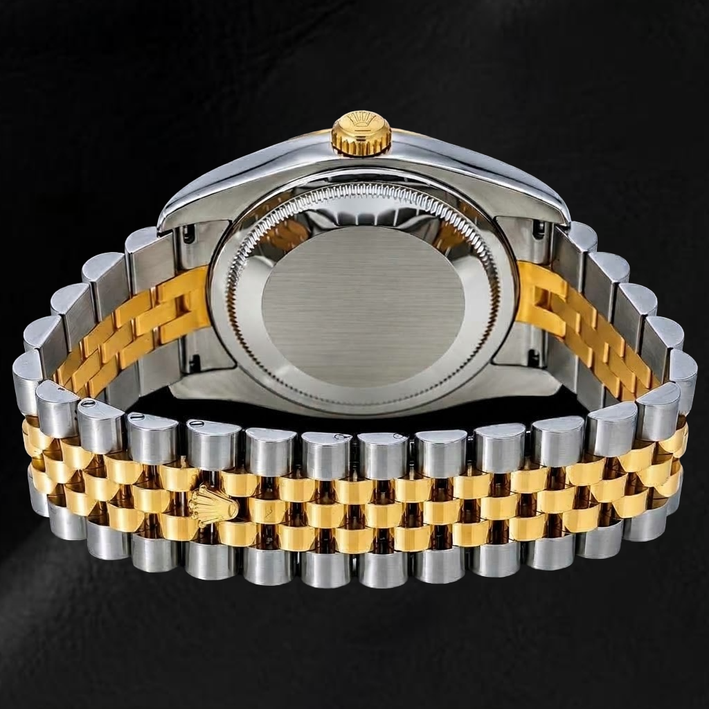 Rolex Datejust 36mm 116233 Gray Roman Dial Fluted Bezel Watch Two Tone Jubilee Bracelet