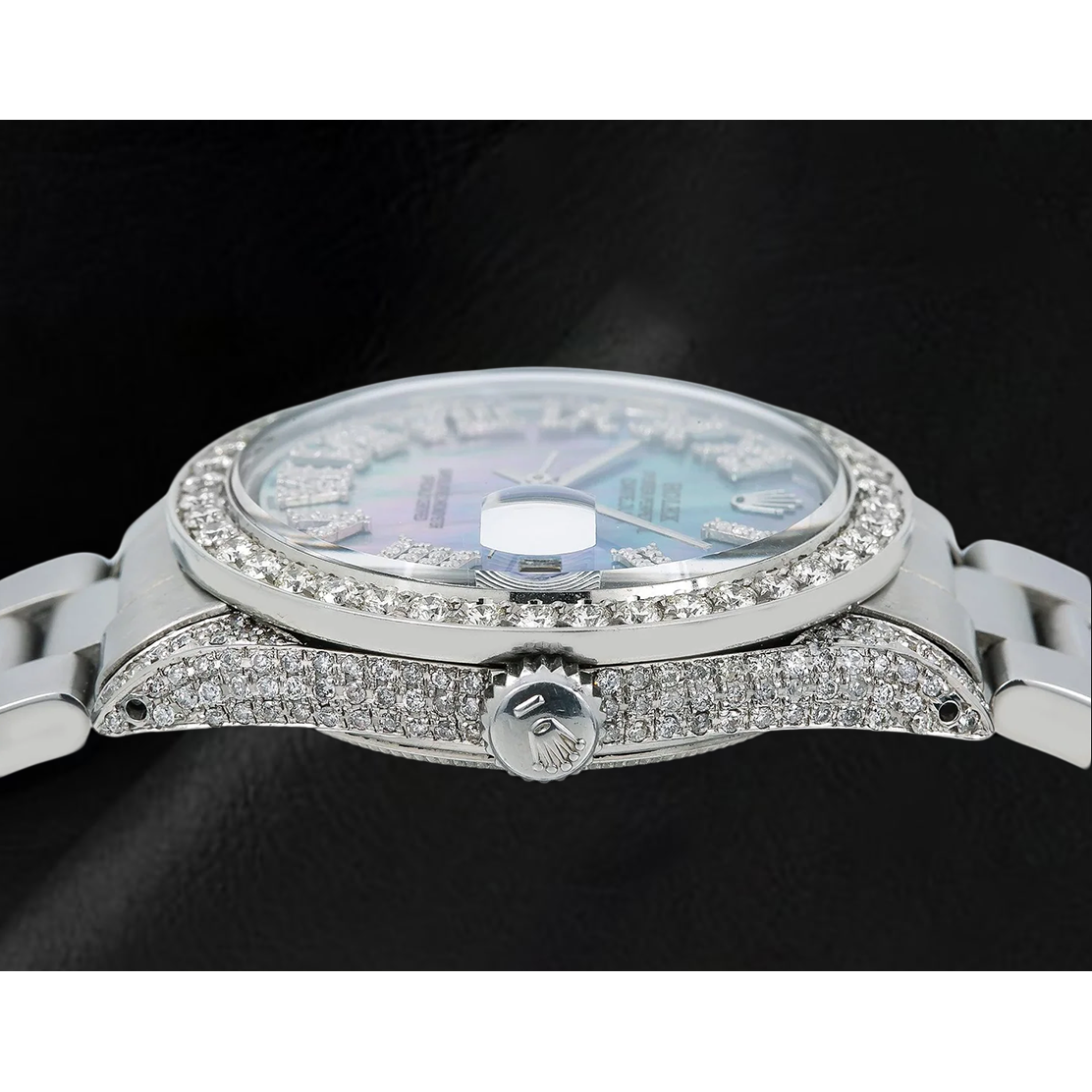 Rolex Datejust 36mm 1601 Blue Mother of Pearl Roman Diamond Dial Stainless Steel Watch