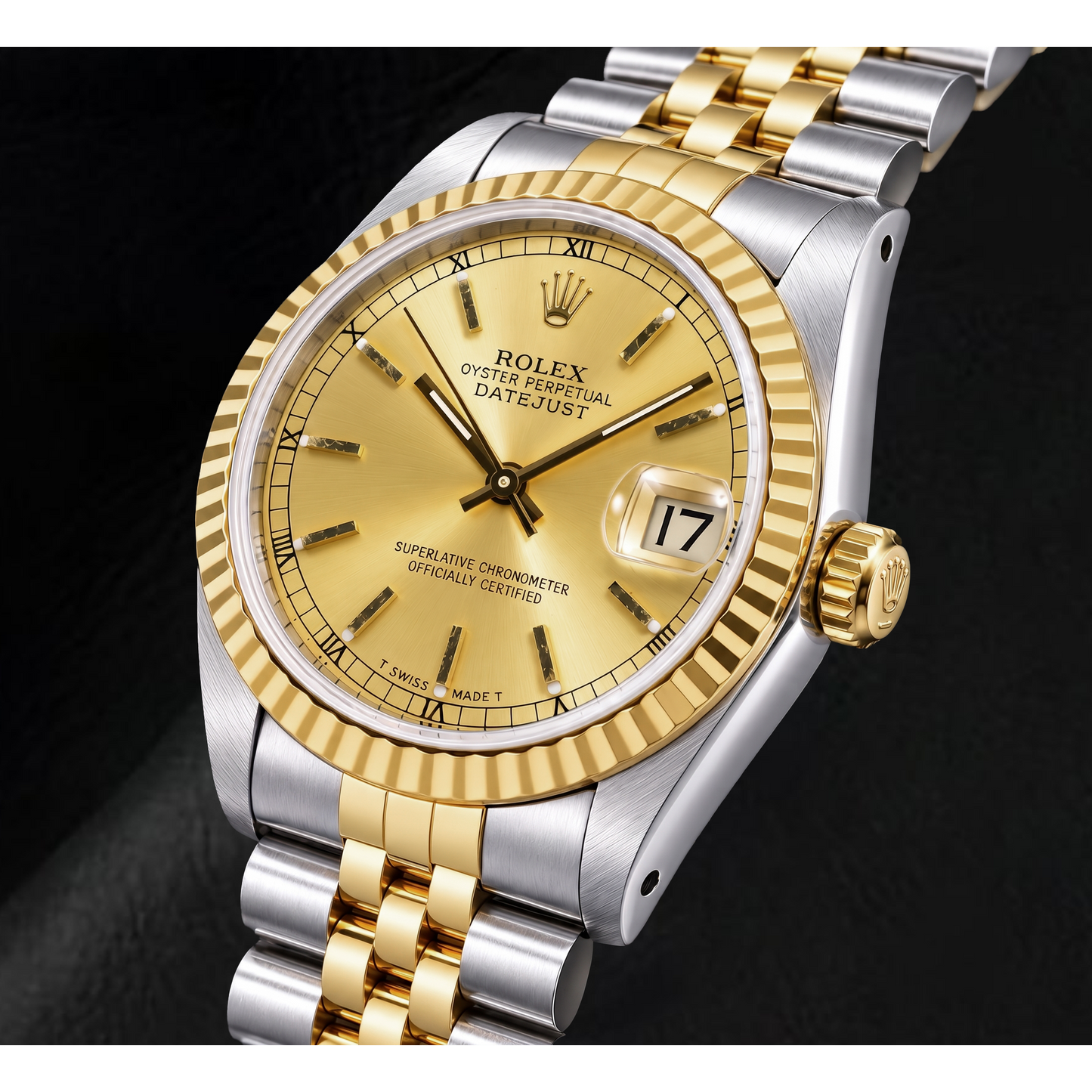 Rolex Datejust 68273 31mm Champagne Stick Dial Two Tone Watch