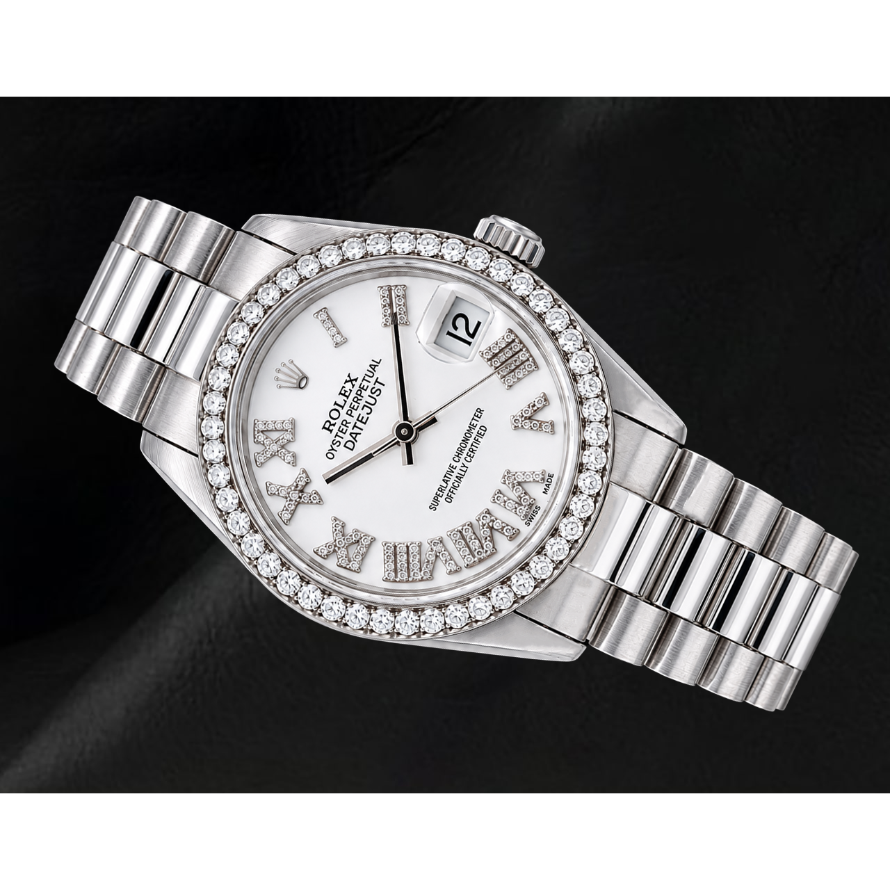 Rolex Datejust 68279 31mm White Roman Diamond Dial White Gold Watch