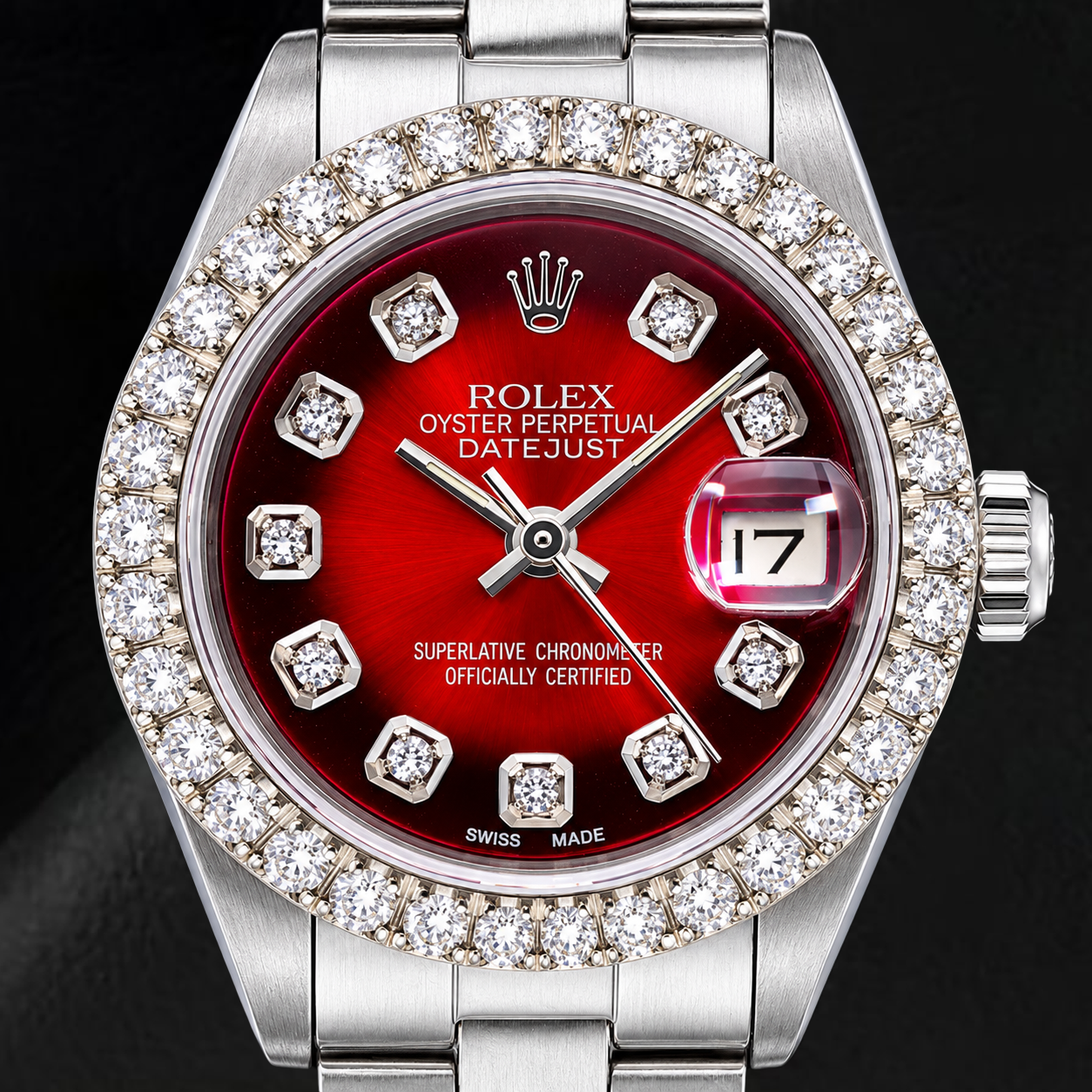 Rolex Datejust 6916 26mm Red Diamond Dial Stainless Steel Watch