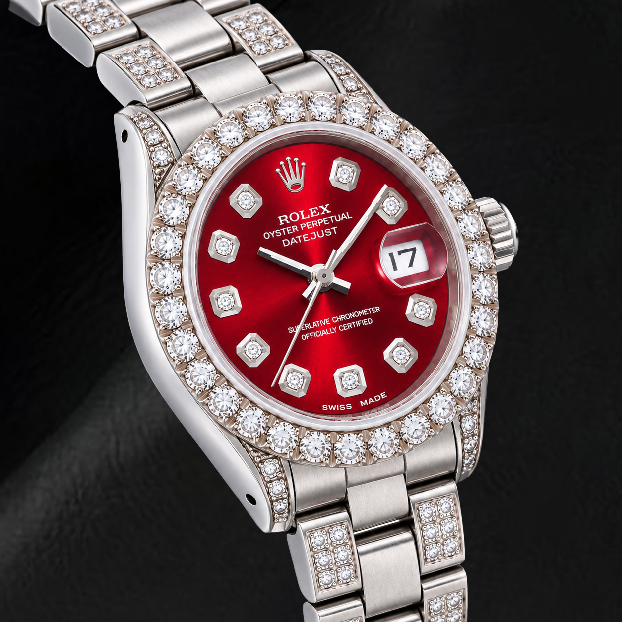 Rolex Datejust 6916 26mm Red Diamond Dial Stainless Steel Watch