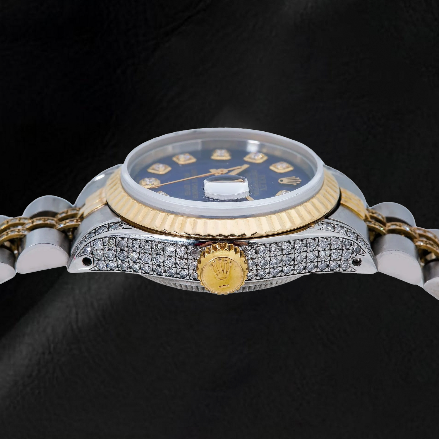 Rolex Datejust 6917 26mm Blue Diamond Dial Two Tone Semi Diamond Jubilee Bracelet Watch