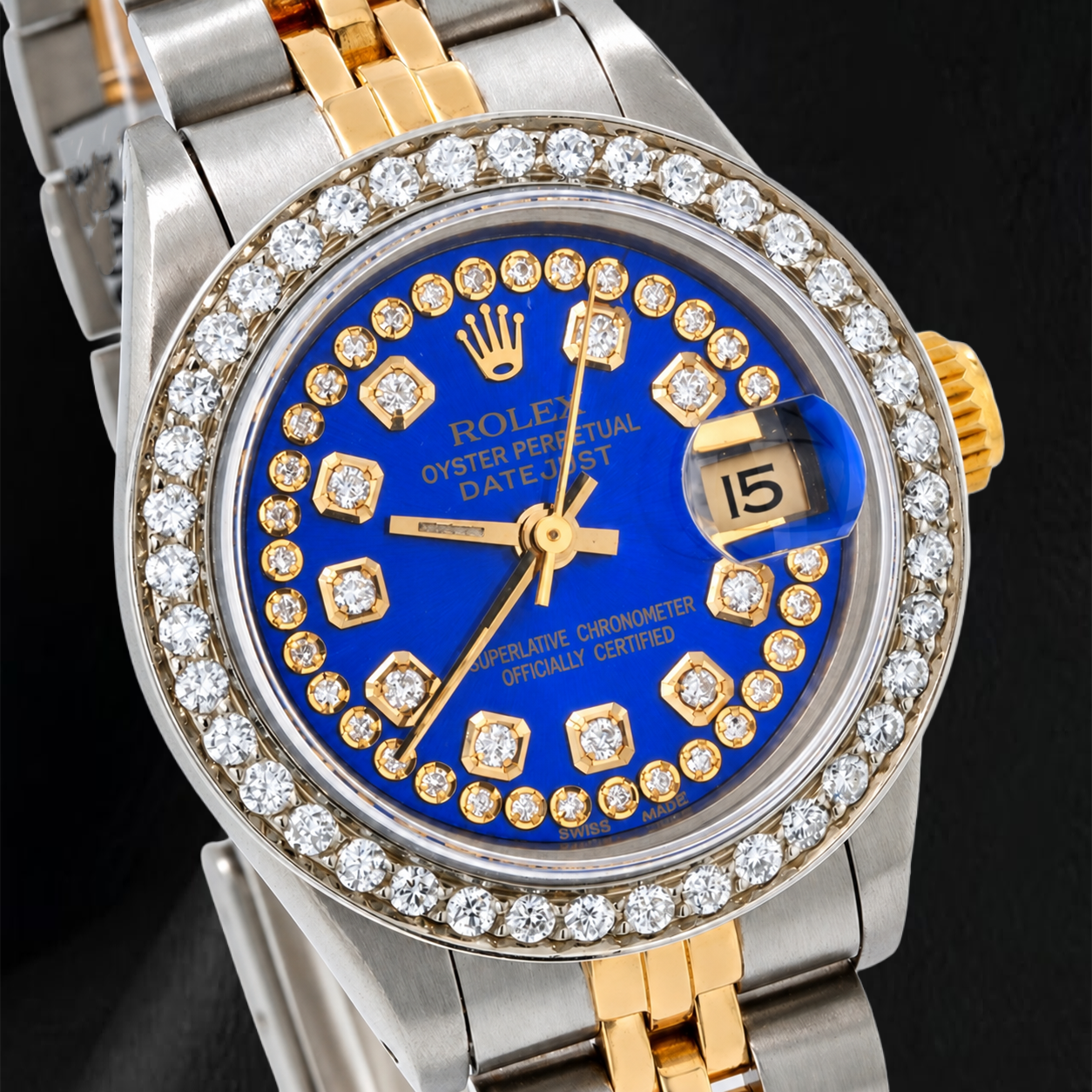 Rolex Datejust 6917 26mm Blue String Diamond Dial Two Tone Jubilee Bracelet Watch