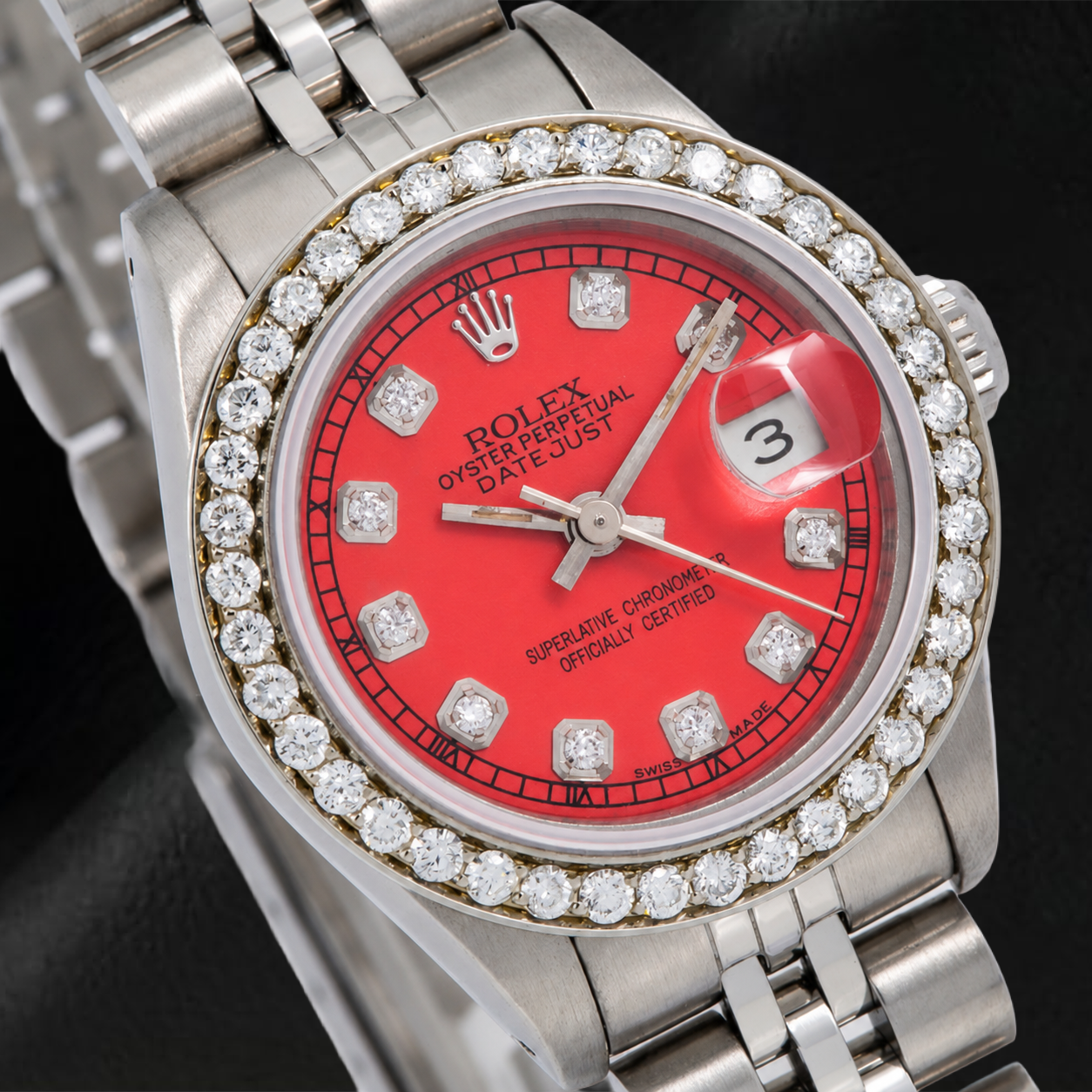 Rolex Datejust 6917 26mm Red Diamond Dial Stainless Steel Jubilee Bracelet Watch