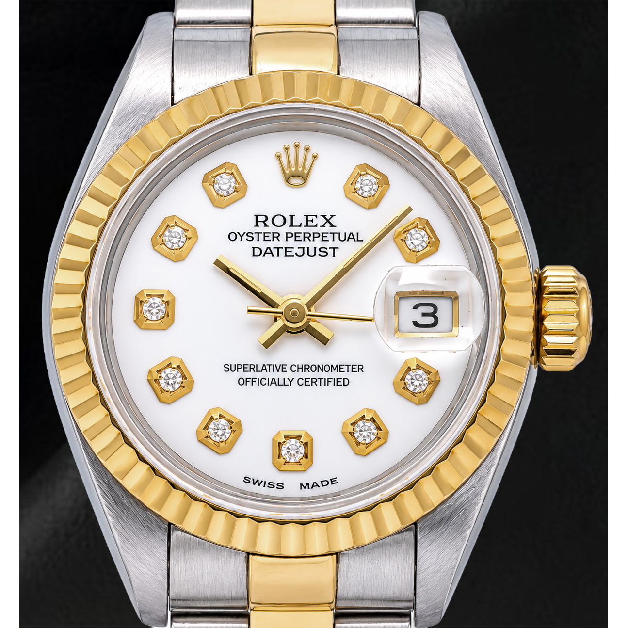Rolex Datejust 6917 26mm White Diamond Dial Two Tone Oyster Bracelet Watch
