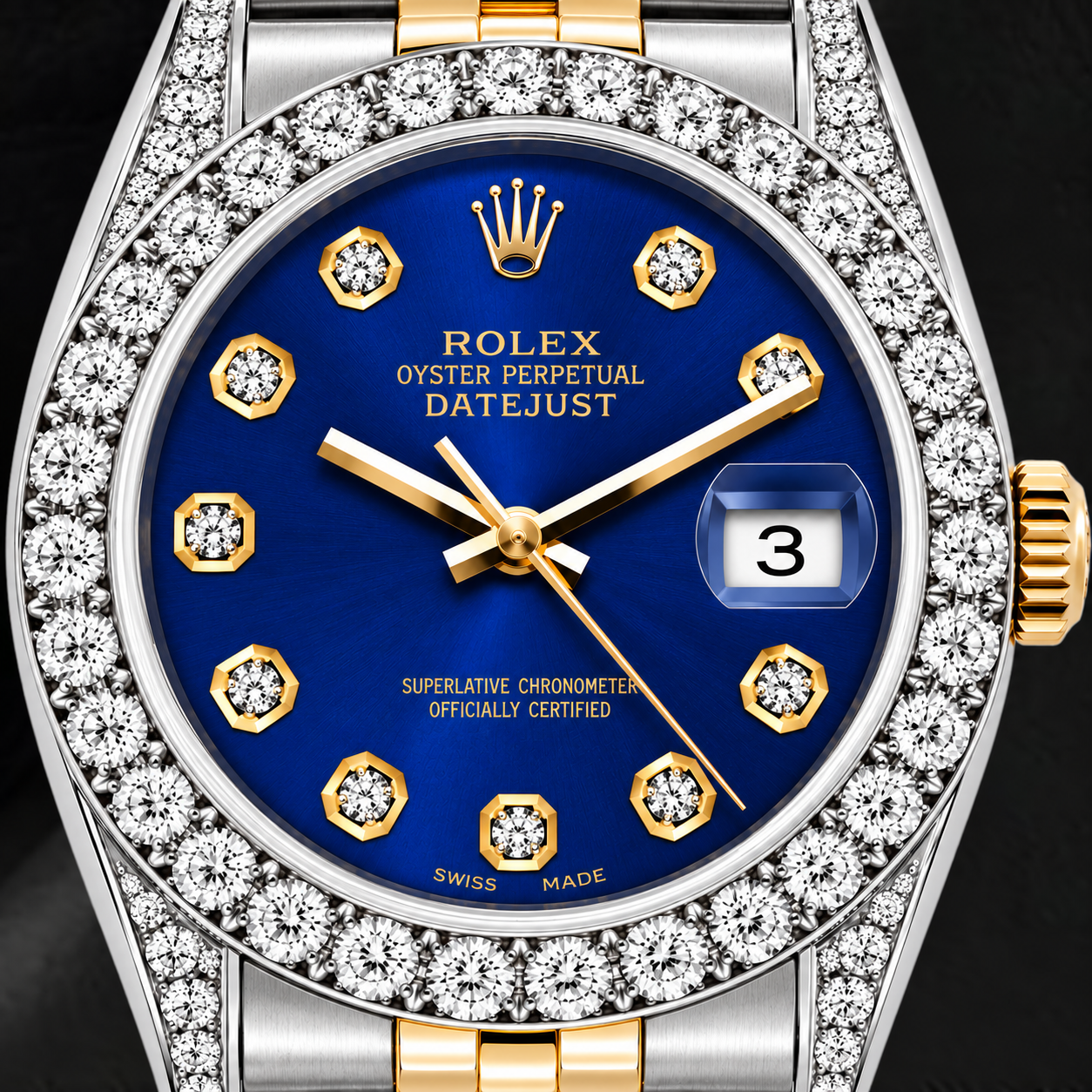 Rolex Datejust 69173 26mm Blue Diamond Dial Two Tone Jubilee Bracelet Watch