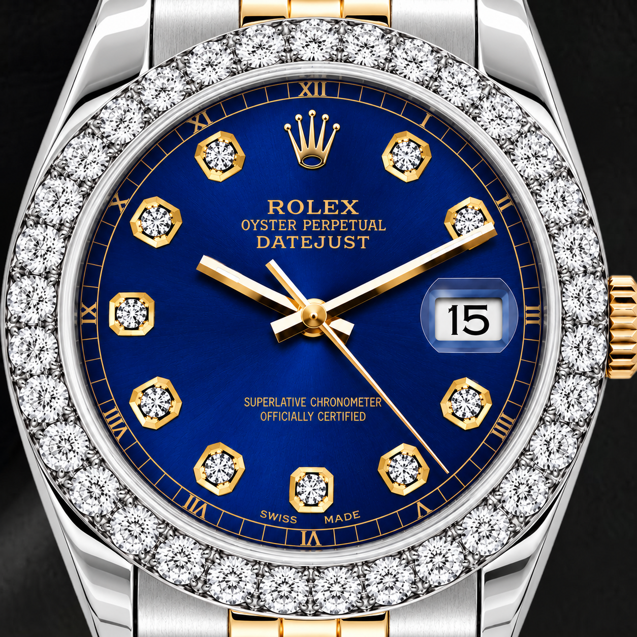 Rolex Datejust 69173 26mm Blue Diamond Dial Two Tone Jubilee Bracelet Watch