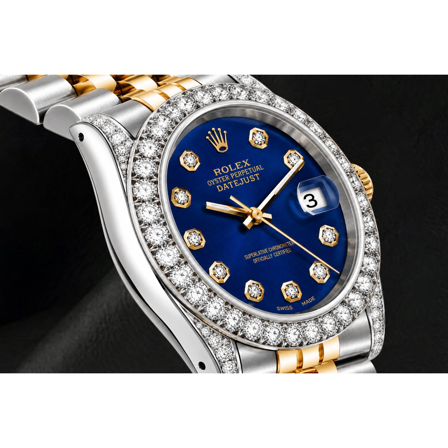 Rolex Datejust 69173 26mm Blue Diamond Dial Two Tone Jubilee Bracelet Watch