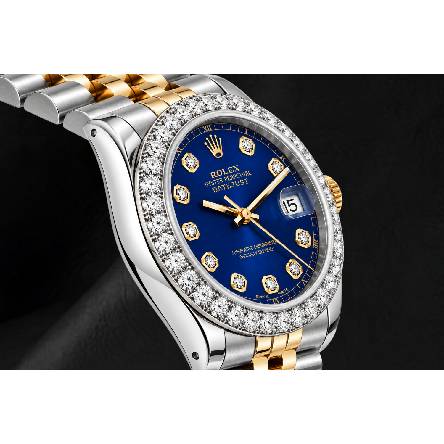 Rolex Datejust 69173 26mm Blue Diamond Dial Two Tone Jubilee Bracelet Watch
