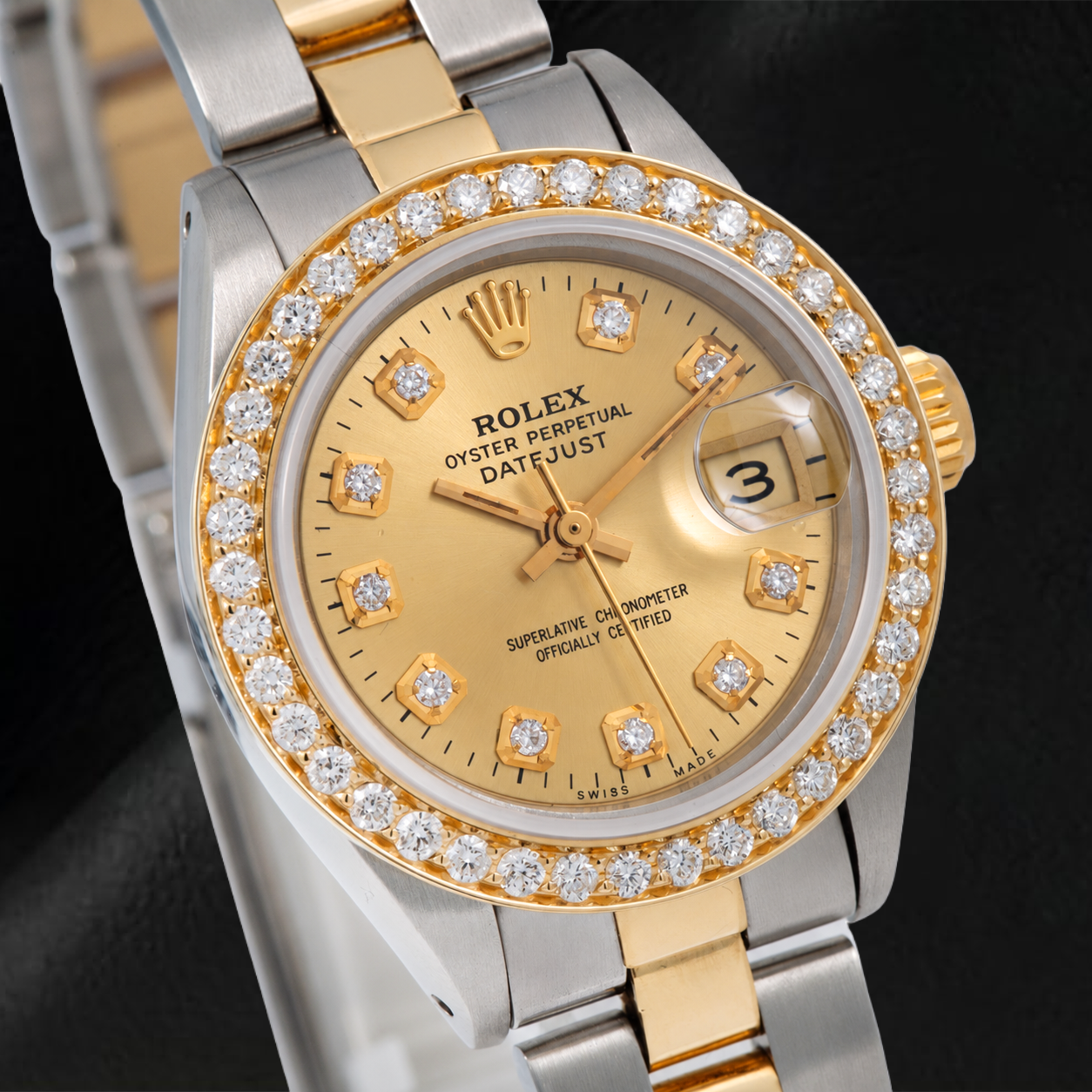 Rolex Datejust 69173 26mm Champagne Diamond Dial Two Tone Oyster Bracelet Watch