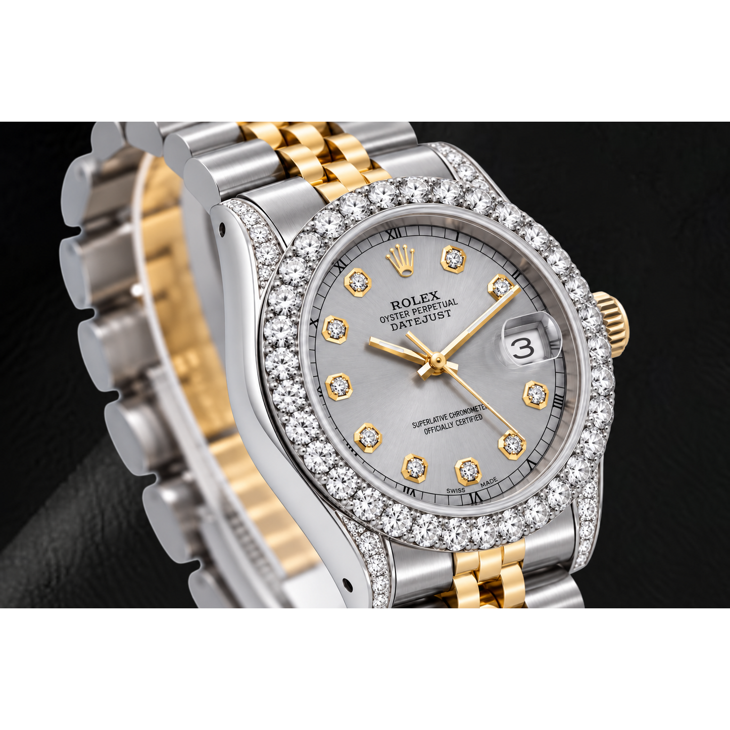 Rolex Datejust 69173 26mm Gray Diamond Dial Two Tone Jubilee Bracelet Watch