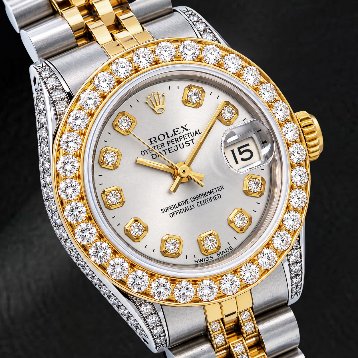 Rolex Datejust 69173 26mm Silver Diamond Dial Two Tone Jubilee Bracelet Watch
