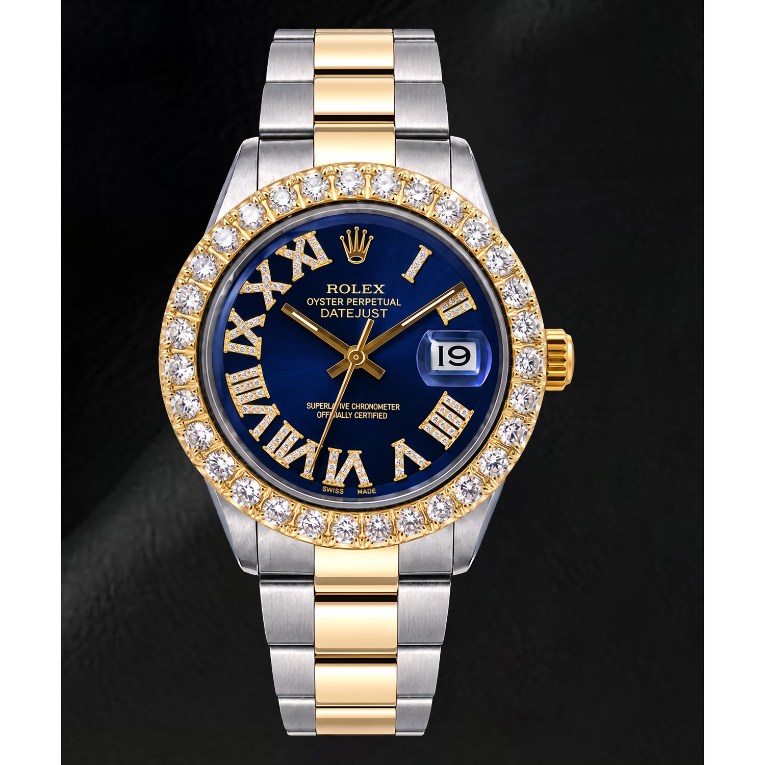 Rolex Datejust II 116333 41mm Blue Roman Diamond Dial Two Tone Watch