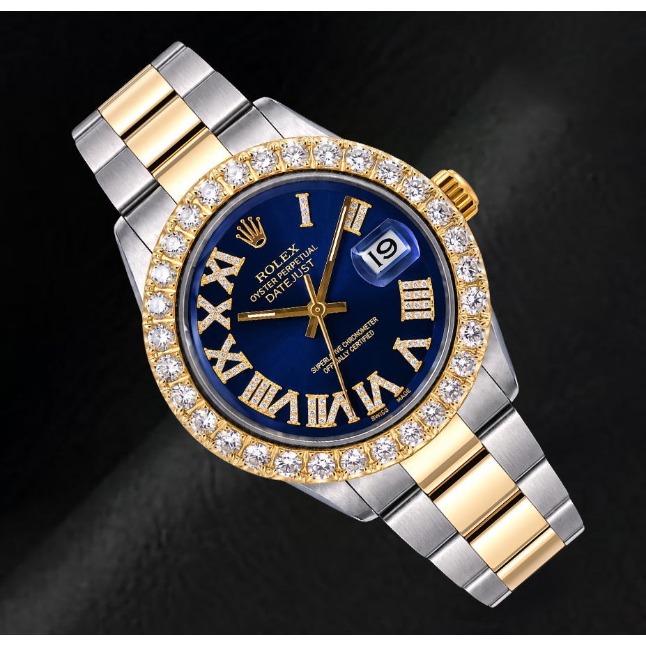 Rolex Datejust II 116333 41mm Blue Roman Diamond Dial Two Tone Watch