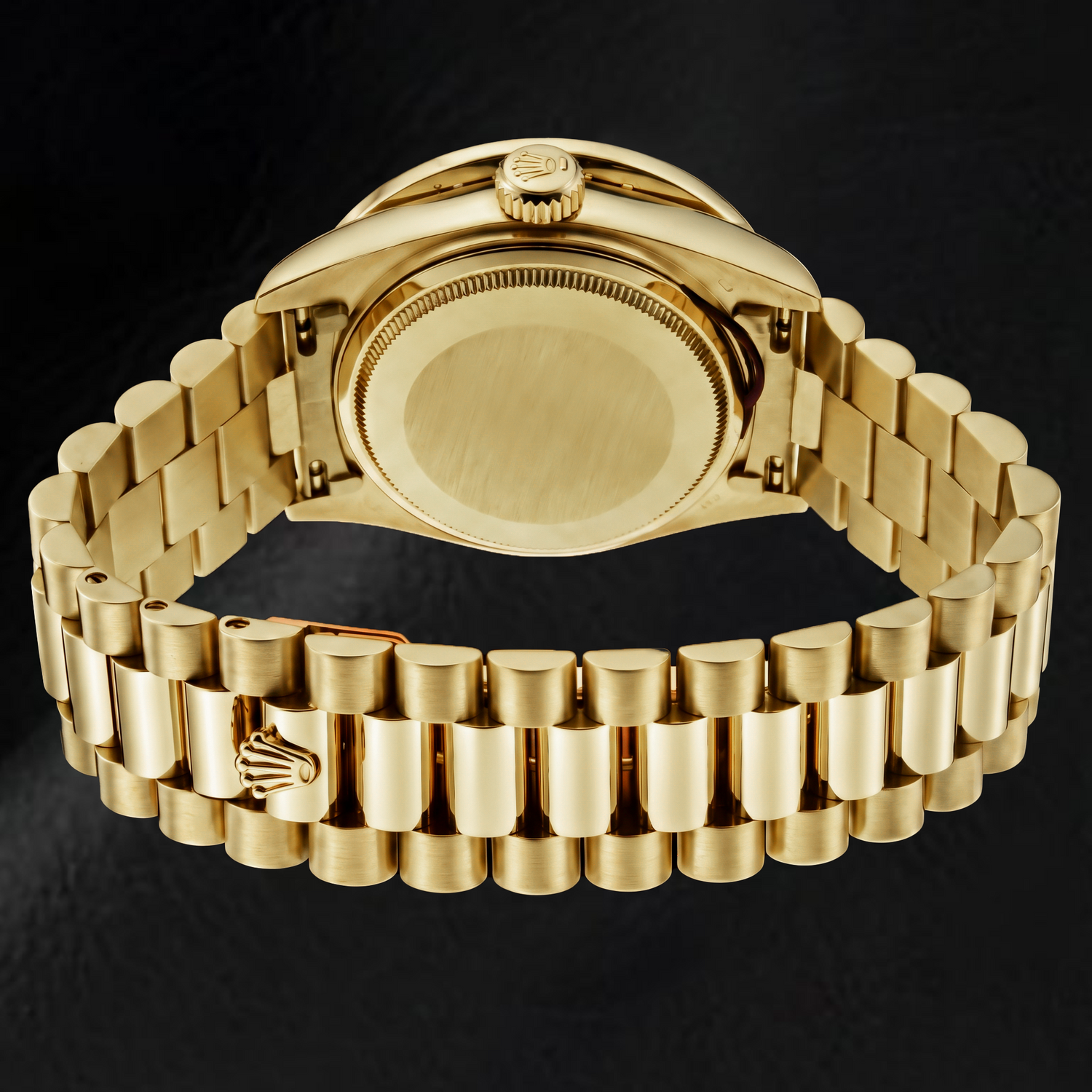 Rolex Day-Date 1803 36mm Champagne Linen Baguette Diamond Dial Yellow Gold Watch