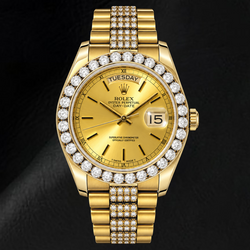 Rolex Day-Date 18078 36mm Champagne Stick Dial Yellow Gold Watch