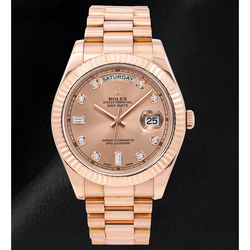 Rolex Day Date II 218235 41mm Salmon Diamond Dial Rose Gold Watch