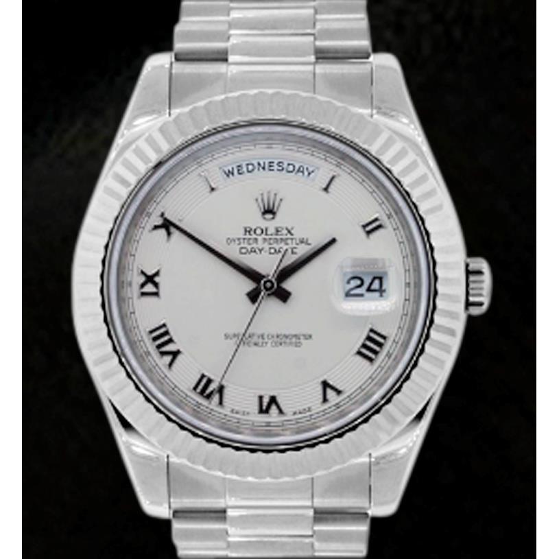 Rolex Day Date Two 41 Mm White Gold Roman Dial Men Watch