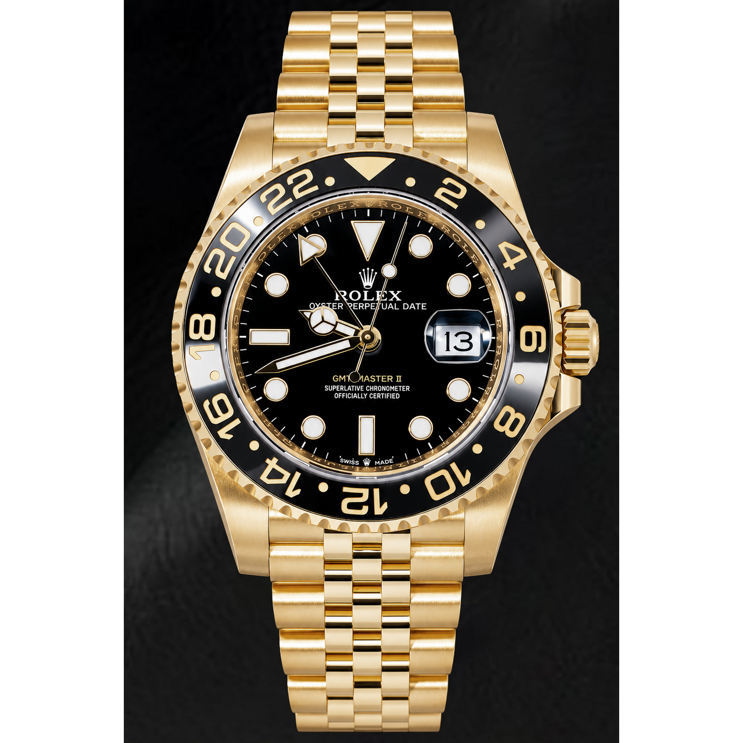 Rolex GMT-Master II 126718GRNR 40mm Black Luminous Dial Yellow Gold Watch