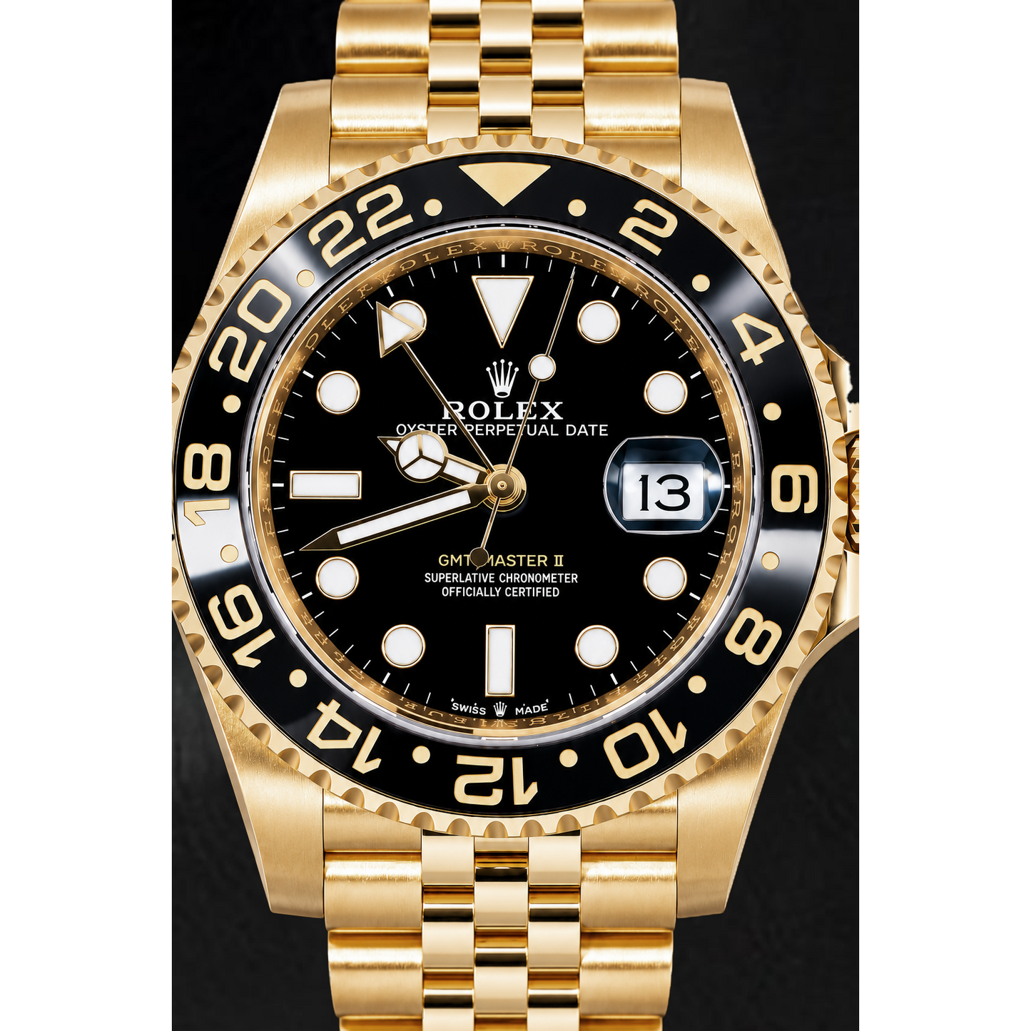Rolex GMT-Master II 126718GRNR 40mm Black Luminous Dial Yellow Gold Watch