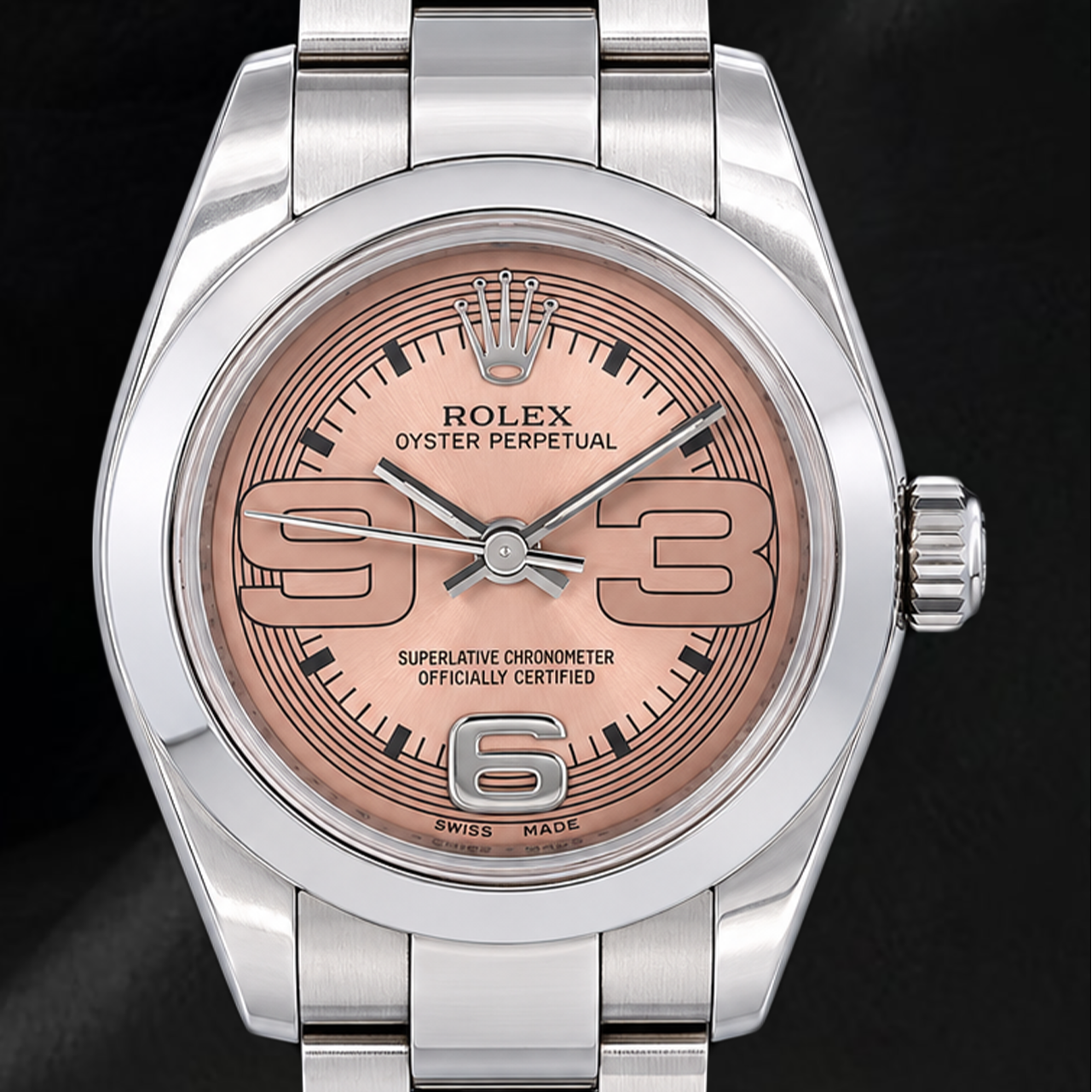 Rolex Oyster Perpetual 176200 26mm Salmon Arabic Dial Stainless Steel Watch