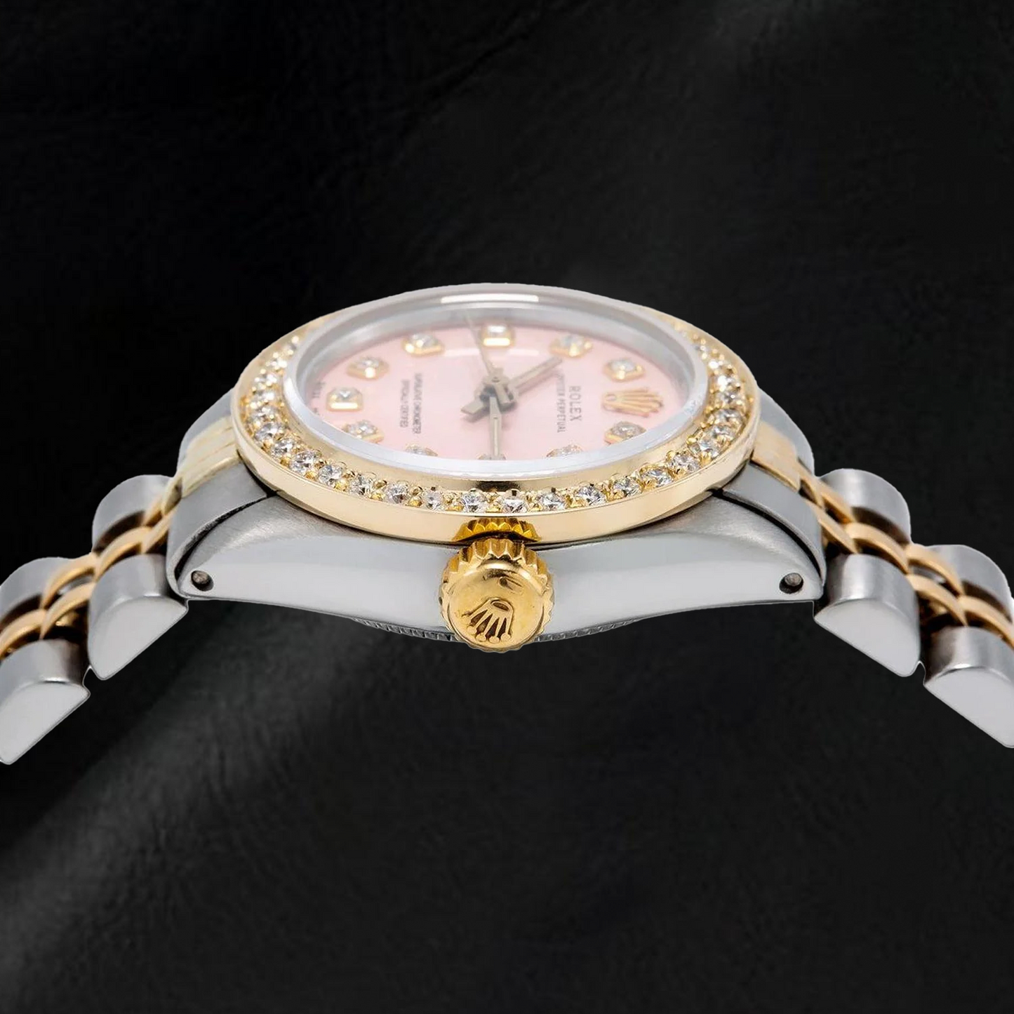 Rolex Oyster Perpetual 67193 26mm Pink Diamond Dial Two Tone Jubilee Bracelet