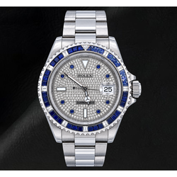 Rolex Submariner Date 40mm 16610 Diamond Paved Dial Stainless Steel Watch
