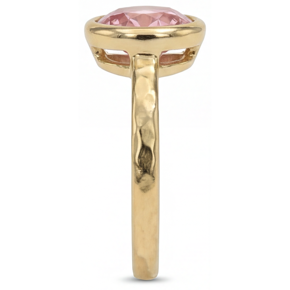 Padparadscha Sapphire Engagement Ring 2 Carat Real Round Bezel Solitaire 14K Yellow Gold