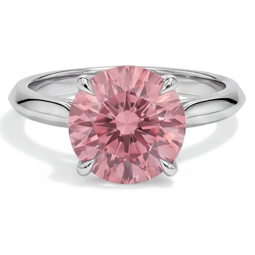 Peach Sapphire 2.5 Carat Real Round Padparadscha Solitaire Ring 14K White Gold