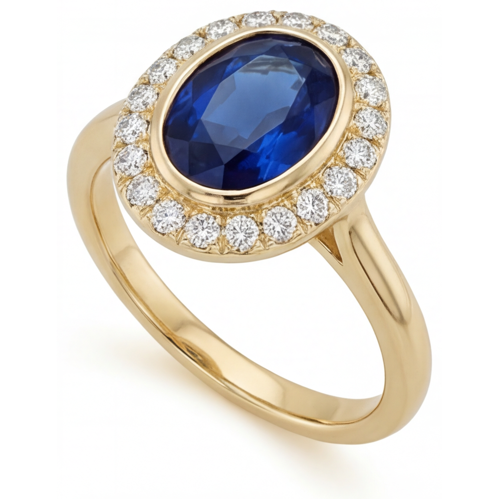 Royal Blue Sapphire Colored Stone Ring 4.75-ct 14 Karat Yellow Gold – side view