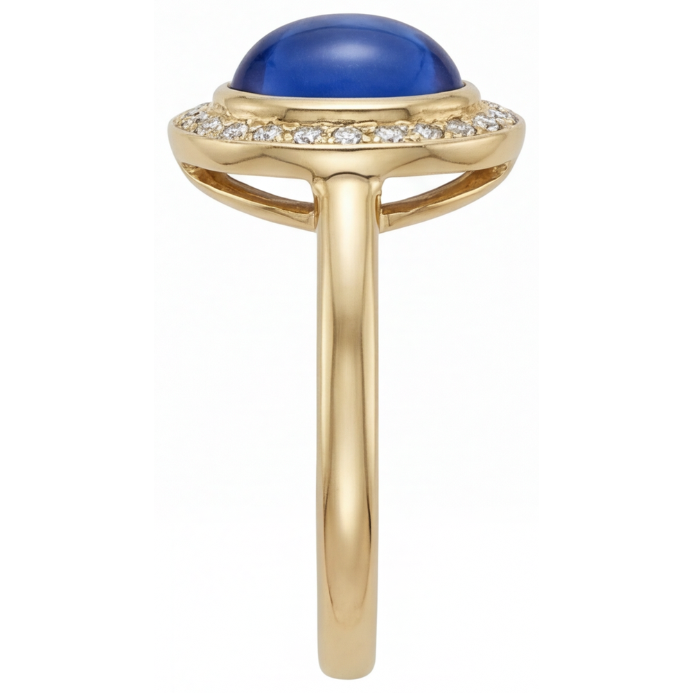 Natural Royal Blue Sapphire Gemstone Ring 3.75 ct 14 Karat Yellow Gold – angle view