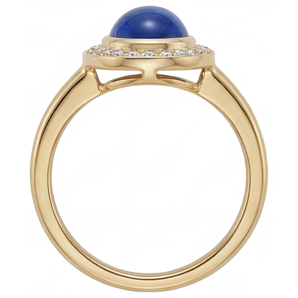 Gemstone Ring 14 Karat Yellow Gold with Royal Blue Sapphire – profile view
