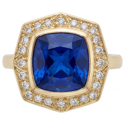 Royal Blue Sapphire Gemstone Ring – VVS 5.75 ct 14K Yellow Gold