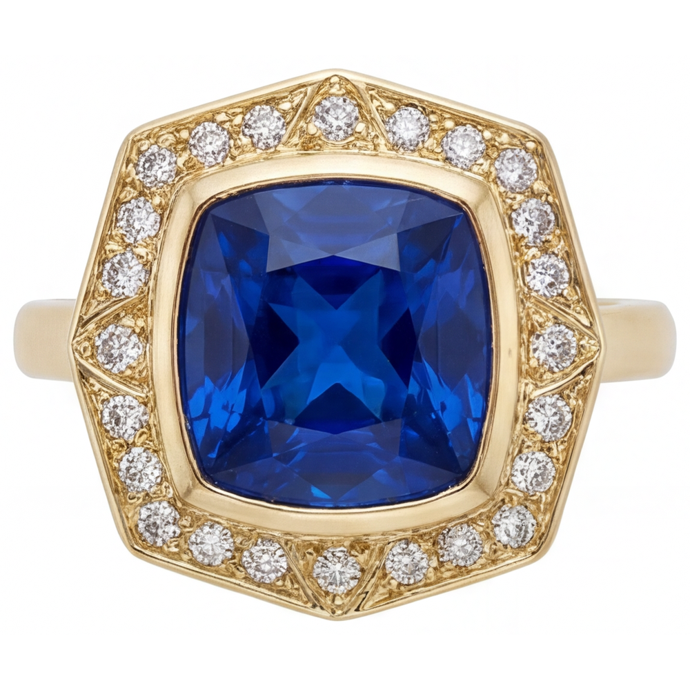 Sparkling Royal Blue Sapphire Gemstone Ring 5.75 ct – main view