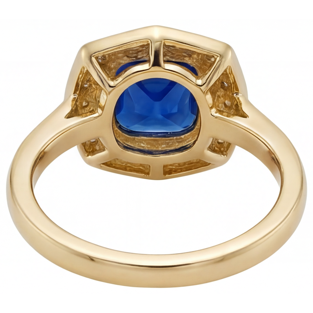 Genuine Royal Blue Sapphire Gemstone Ring – profile view