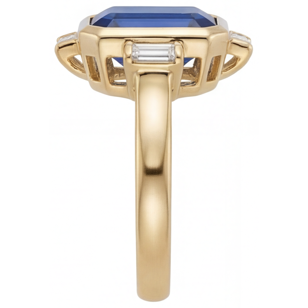 Fine Royal Blue Sapphire Precious Stone Ring 4.80 ct – profile view