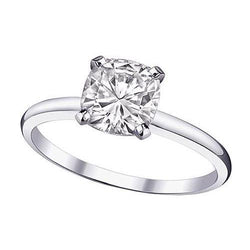Solitaire Natural Earth Mined Diamond 2.01 Carat Cushion Ring
