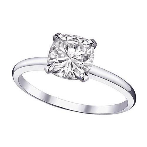 Solitaire Natural Earth Mined Diamond 2.01 Carat Cushion Ring